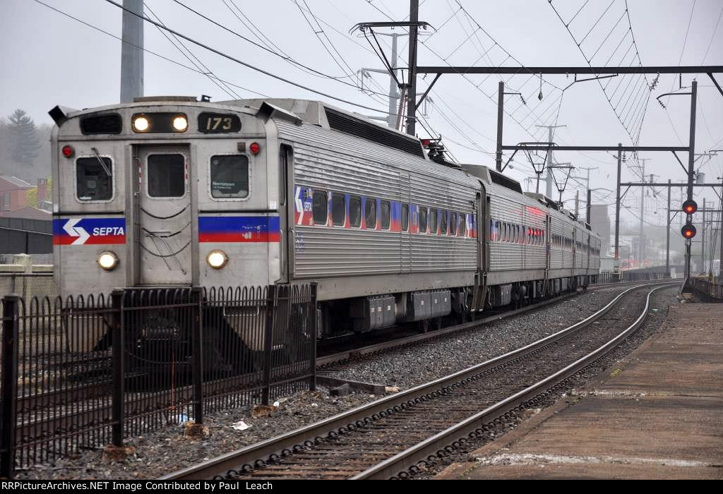 Outbound commuter approaches the station